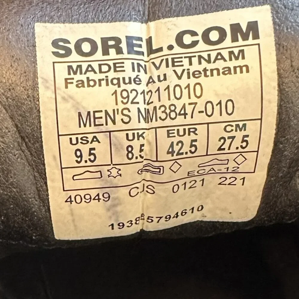 Sorel Black Waterproof Nubuck Leather Madson Utility Lug Sole Boots Men’s 9.5